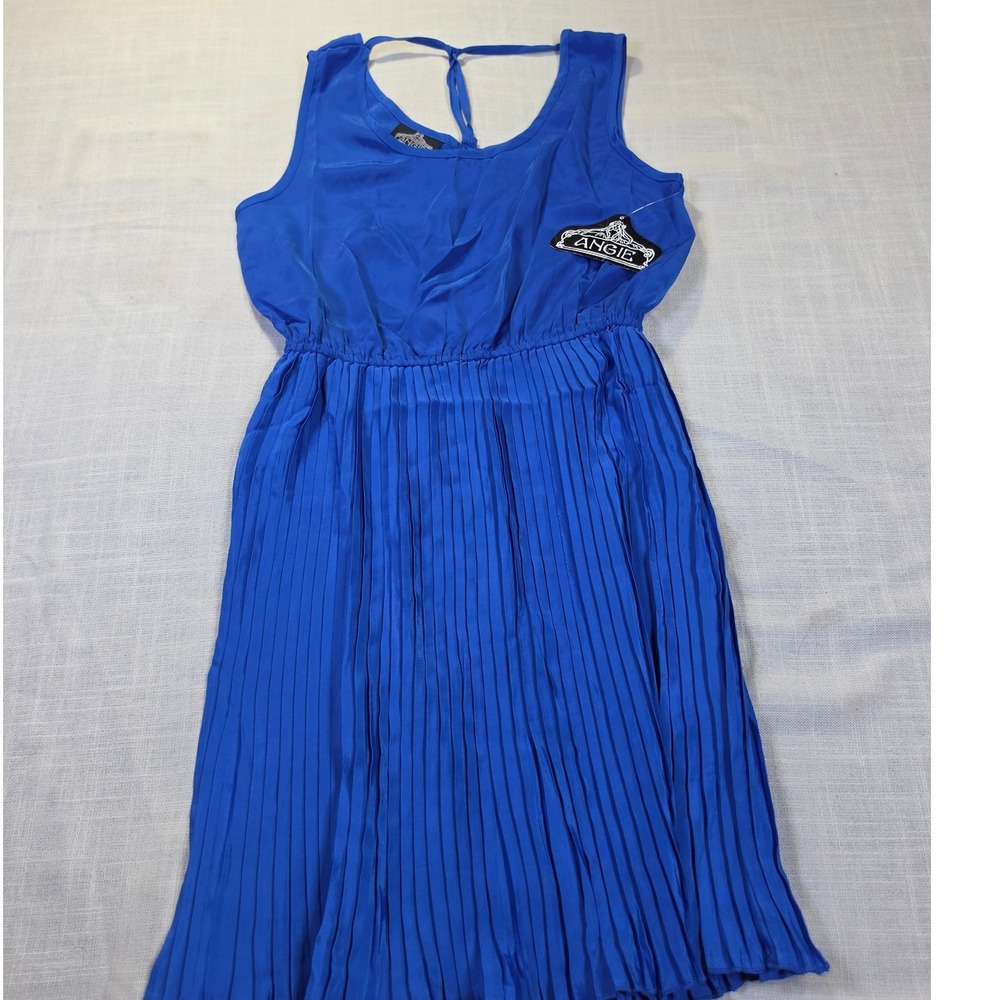 Angie Royal Blue Pleated Midi Dress Sleeveless T-Back Keyhole Q4S99/SOLID Small